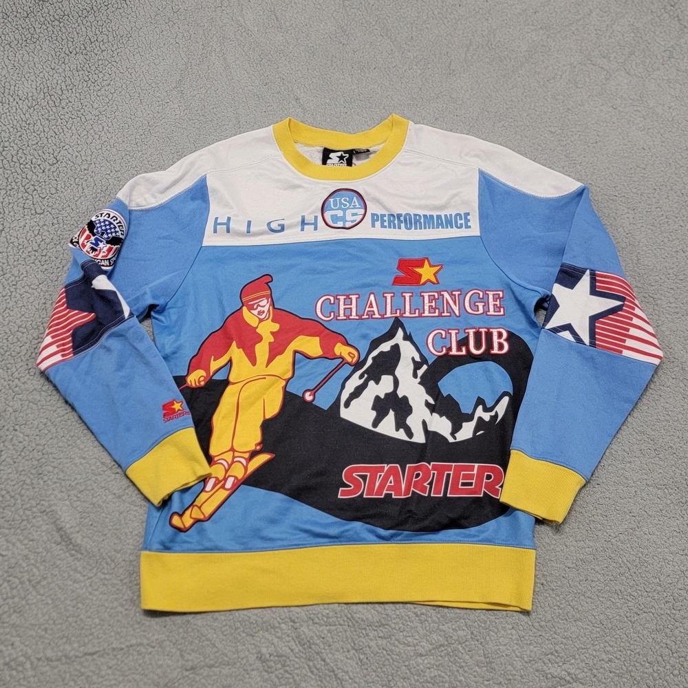 Starter Sweatshirt Mens Large USA Ski Challenge Club Graphic Fleece Pullover